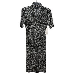 Karen Kane Bright & Beachy Cascade Wrap Ditsy Floral Print Dress‎ S Black…